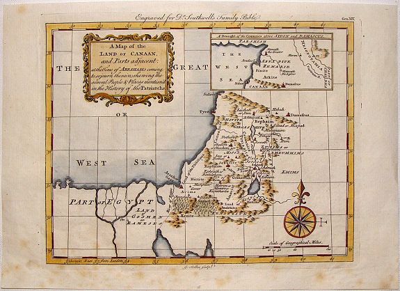 ROLLOS, G., A Map of the Land of Canaan and Parts Adjacent., antique map, old maps