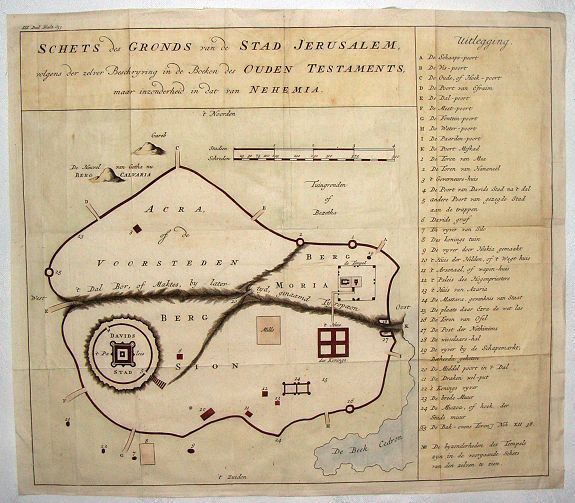 ANONYMOUS, Schets des Gronds van de Stad Jerusalem., antique map, old maps