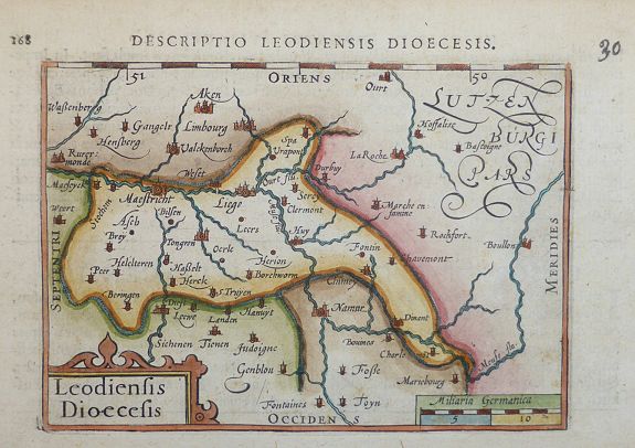 ORTELIUS, A., Leodiensis Dioecesis., antique map, old maps
