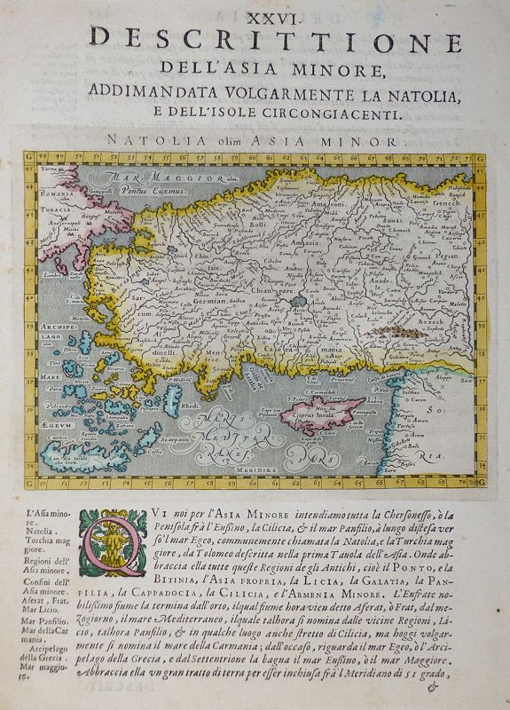 MAGINI, Giovanni Antonio, Desrittione Dell'Asia Minore addimandata volgarmente La Natolia e dell'Isole circongiacenti., antique map, old maps