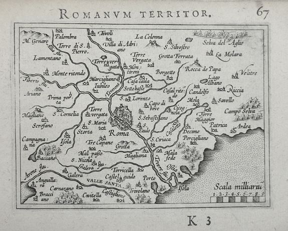 ORTELIUS, A., Romanum Territor., antique map, old maps