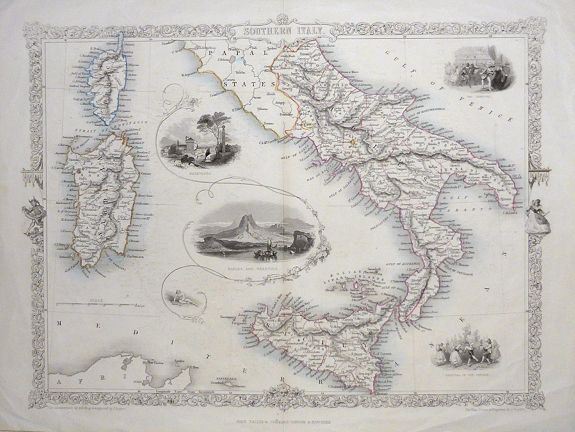 TALLIS, John, Southern Italy., antique map, old maps