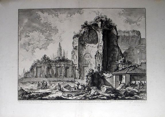 PIRANESI, Giovanni Battista., Veduta degli Avanzi di due Triclini che appartenevano alla Casa aurea di Nerone, presi erroneamente per i Templi de Sole, e della Luna, o d’Iside e Serapide., antique map, old maps