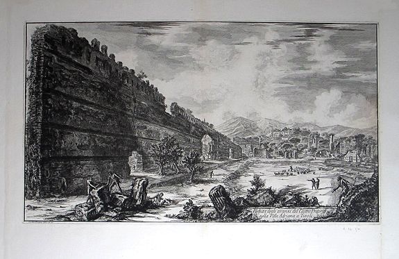 PIRANESI, Giovanni Battista., Veduta degli avanzi del Castro Pretorio nella Villa Adriana a Tivoli., antique map, old maps