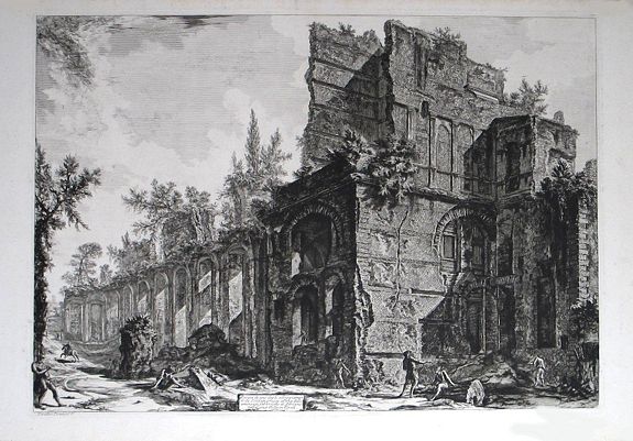 PIRANESI, Giovanni Battist, Rovine di uno degli alloggiamenti de’Soldati presso ad una delle eminenti fabbriche di Adriano nella sua Villa in Tivoli., antique map, old maps