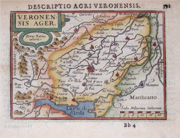 LANGENES, B., Veronensis Ager., antique map, old maps