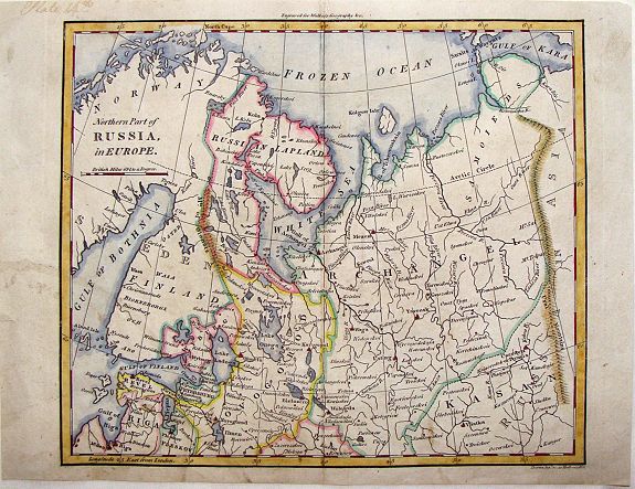DARTON, W., Northern Part of Russia in Europe., antique map, old maps