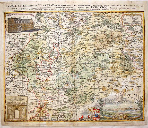 HOMANN HEIRS, Hassiae Superioris et Wetterau, Paris Delineatio., antique map, old maps