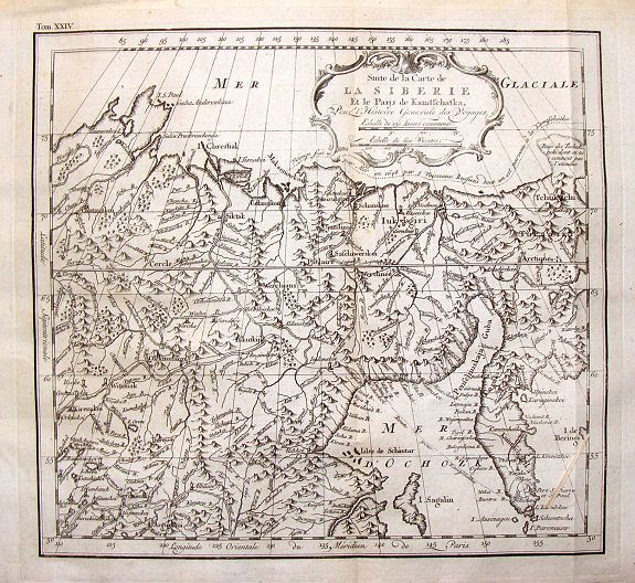 BELLIN, J., Suite de la Carte de la Siberie et le Paijs de Kamtfchatka., antique map, old maps