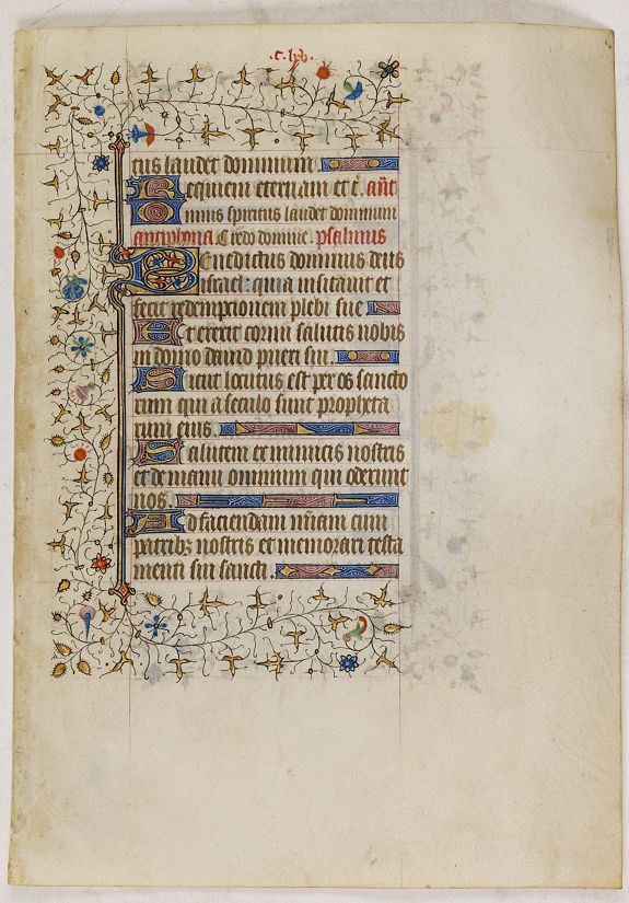 BOOK OF HOURS, Very large leaf from a Parisian book of hours. on vellum., antique map, old maps