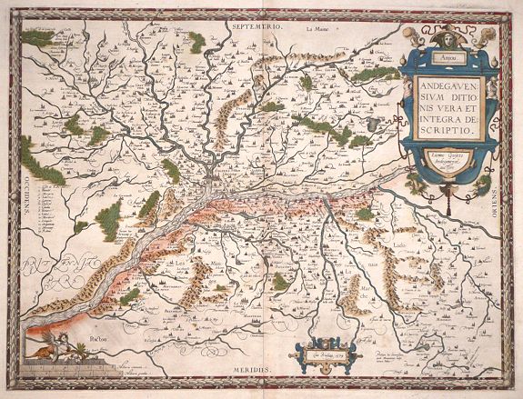 ORTELIUS, A., Anjou : Andegavensium ditionis vera et integra descriptio., antique map, old maps