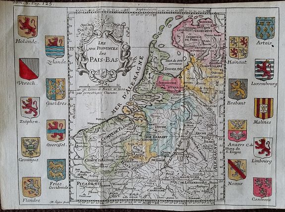 De La Croix, A. Pherotee , Les XVII Provinces des Pais-Bas., antique map, old maps