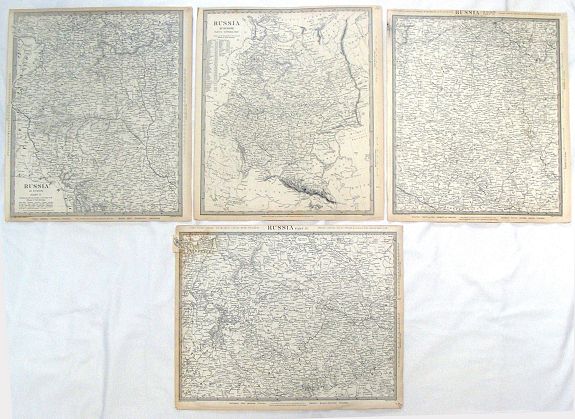WALKER, J. & C., ( 4 Large Maps ) Russia in Europe, Parts IV, V, VI & X., antique map, old maps