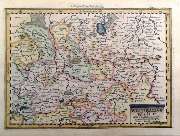 CLOPPENBURG, J., Westphaliae, Tabula II, Miliaria Westfalica Communia., antique map, old maps
