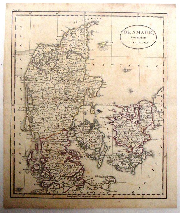 RUSSELL, Denmark From the Best Authorities., antique map, old maps