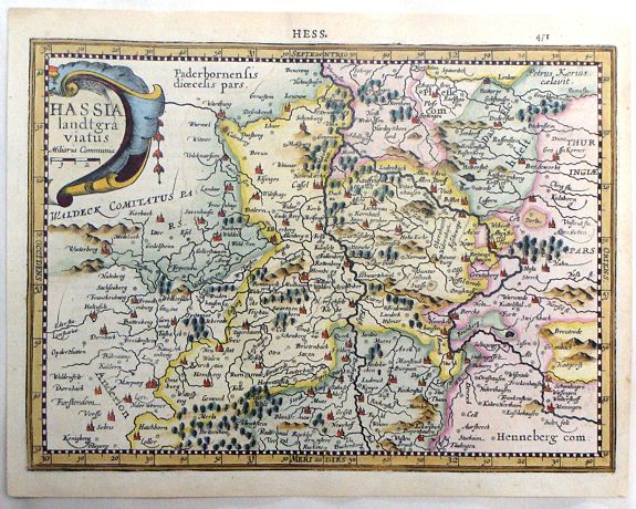 KAERIUS, P., Hassia Landtgraviatus Miliaria Communia., antique map, old maps