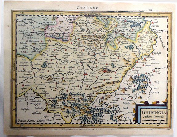 KAERIUS, P., Thuringia, Milliaria Communia., antique map, old maps