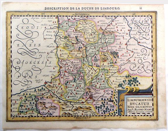 KAERIUS, P., Limburgensis Ducatus Nova Descriptio, Auct. Aegidio Martini., antique map, old maps