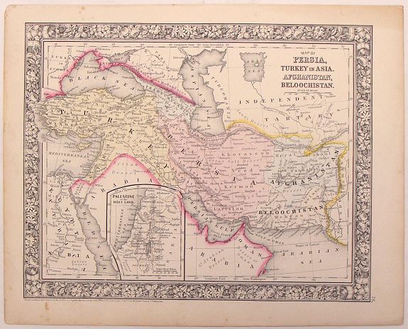 MITCHELL, A., Map of Persia, turkey in Asia,,Afghanistan, Beloochistan., antique map, old maps