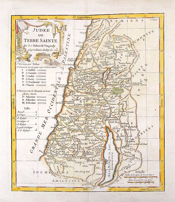 VAUGONDY, R., Judee ou Terre Sainte., antique map, old maps