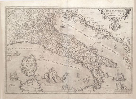 ORTELIUS, A., Italiae Novissima Descriptio, Auctore Iacopo Gastaldo Pedemontano., antique map, old maps