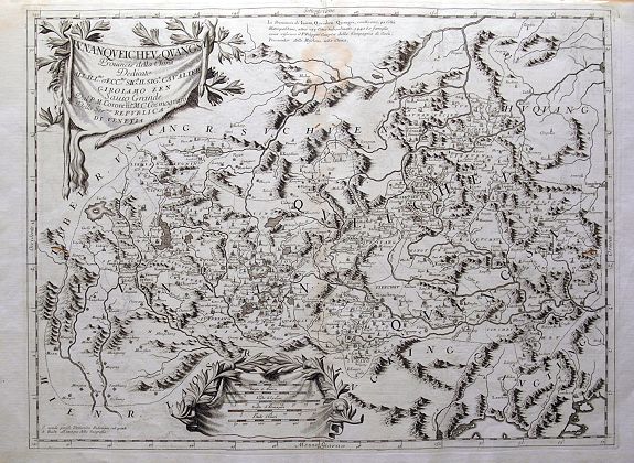 CORONELLI, V. M., Iunan, Queicheu, e Quangsi Provincie della China..., antique map, old maps
