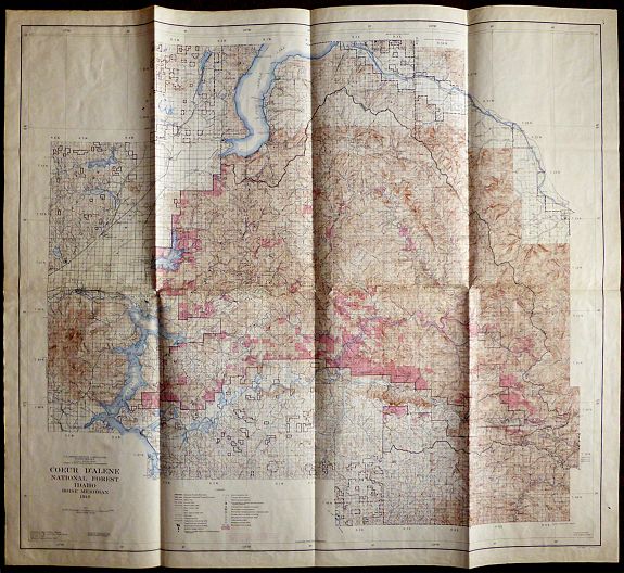 United States Department for Agriculture Forest Se, COEUR D’ALENE NATIONAL FOREST IDAHO BOISE MERIDIAN 1948 , antique map, old maps