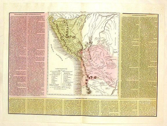TASSO, G., Le Due Repubbliche cioe La Confederazione Peruvian et Bolivia., antique map, old maps