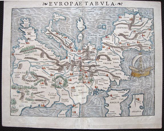 MÜNSTER, S., Europae Tabula, antique map, old maps