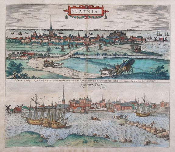BRAUN, G. / HOGENBERG, Fr., Hafnia vulgo Kopenhagen., antique map, old maps