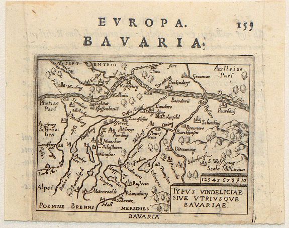ORTELIUS, A. / GALLE, Ph., Typus Vindeliciae Sive Utriusque Bavariae., antique map, old maps
