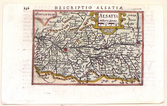 HONDIUS, J., Alsatia Milliaria Germa., antique map, old maps