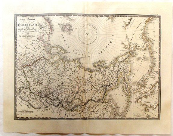 BRUE, A., Carte Generale de la Russie d'Asie et des Regions Polaires Borleales., antique map, old maps
