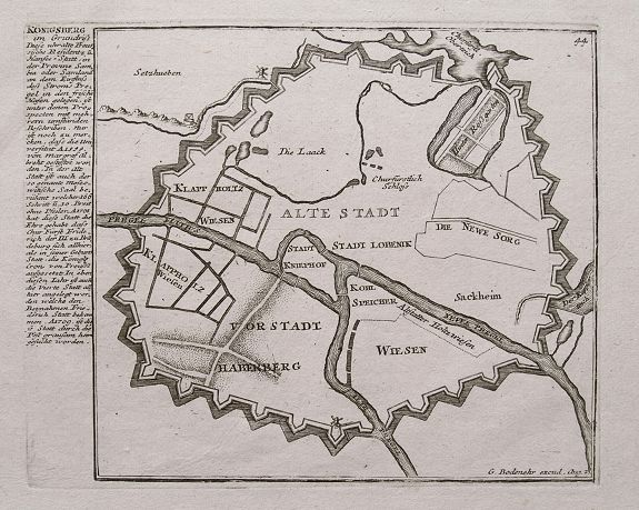 BODENEHR, G., Königsberg (Kaliningrad)., antique map, old maps