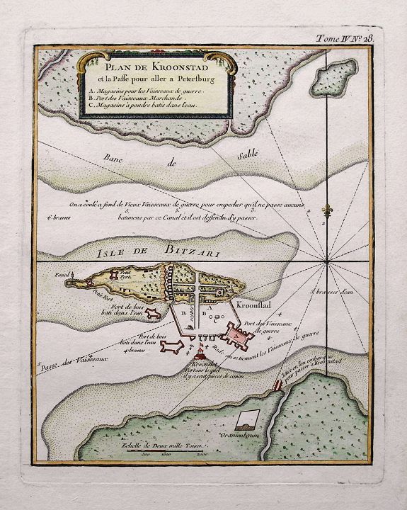 BELLIN, J. N., Plan de Kroonstad et la passe pour aller a Petersburg., antique map, old maps