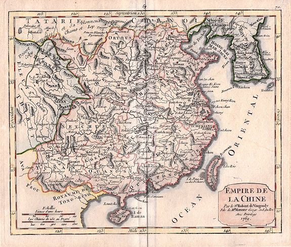 VAUGONDY, Robert De, Empire de la Chine., antique map, old maps
