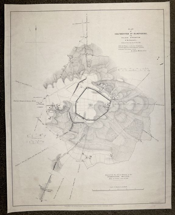 Henry Maclauchlan, Plan of Silchester in Hampshire The Calleva Atrebatum of the Itineraries., antique map, old maps