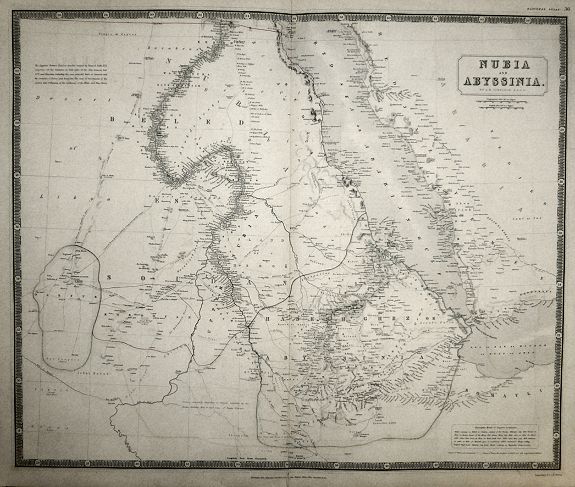 JOHNSTON, Alexander Keith, Nubia and Abyssinia., antique map, old maps