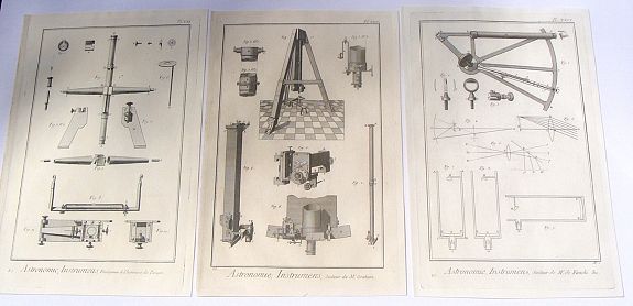 DIDEROT, D., Three Copper Engravings by DIDEROT Featuring Astronomical Instruments ., antique map, old maps