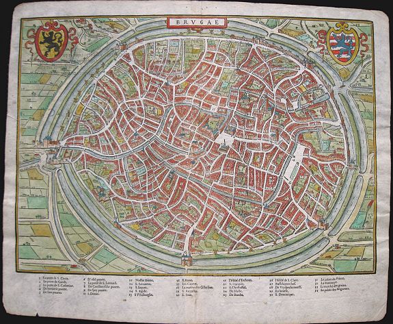 GUICCIARDINI, L., Brugae - Brugge, antique map, old maps