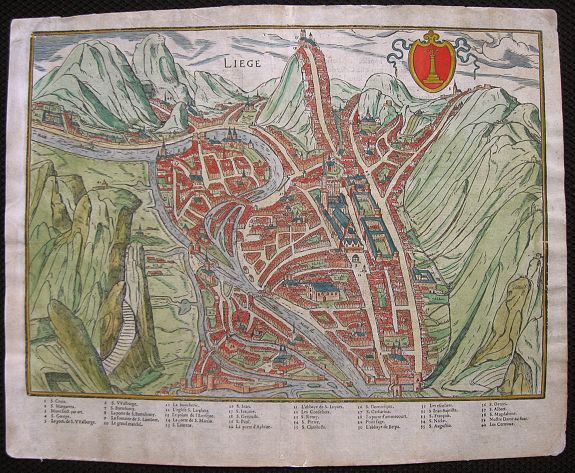 GUICCIARDINI, L., Liege., antique map, old maps