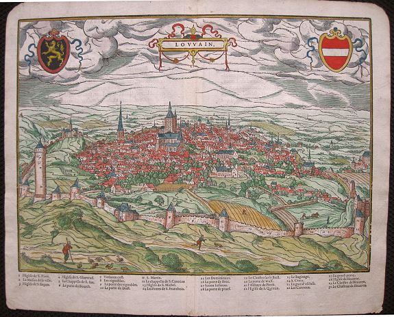 GUICCIARDINI, L., Louvain - Leuven., antique map, old maps