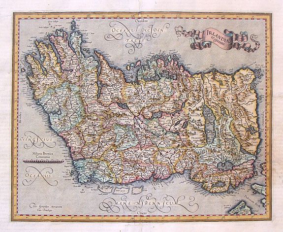 MERCATOR, G., Irlandia Regnum., antique map, old maps