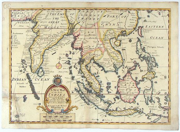 WELLS, E., A New Map of the East Indies taken form Mr. de Fer's Map of Asia., antique map, old maps