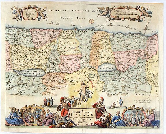 STOOPENDAAL, D., Het Beloofde Landt Canaan, Door Wandelt Onfen Salichmaecker Jesu Christo Neffens Fyne Apostelen., antique map, old maps