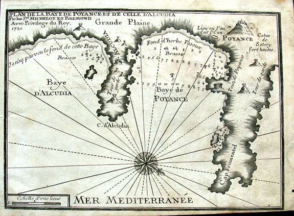MICHELOT, H. & BREMOND, L., Plan de la Baye de Poyance et de celle d'Alcudia., antique map, old maps