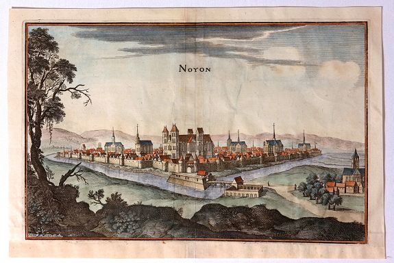 MERIAN, M., Noyon., antique map, old maps
