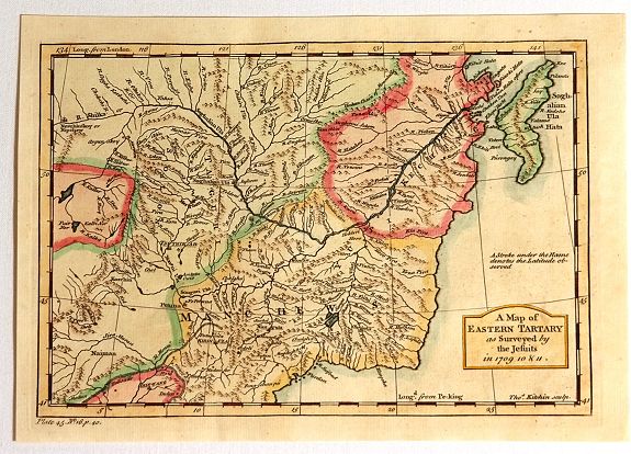 KITCHIN, T., A Map of Eastern Tartary as Surveyed by the Jesuits in 1709, 1710 & 1711., antique map, old maps