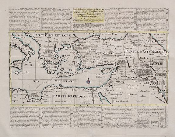CHATELAIN, H., Carte Historique et Geographique pour servir a lHistoire Ste. Et a la Vocation de St.Paul avec quelques remarques curieuse pour servir a l'histoire des antiquitez Judaiques, antique map, old maps