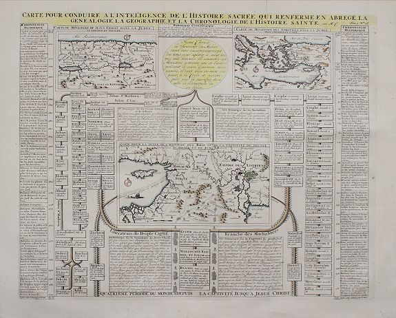 CHATELAIN, H., Carte por Conduire a l'Inteligence de l'Historie Sacree,qui Renferme en Abrege,La Geneologie,la geographie et la chronologie de l'histoire sainte. . ., antique map, old maps